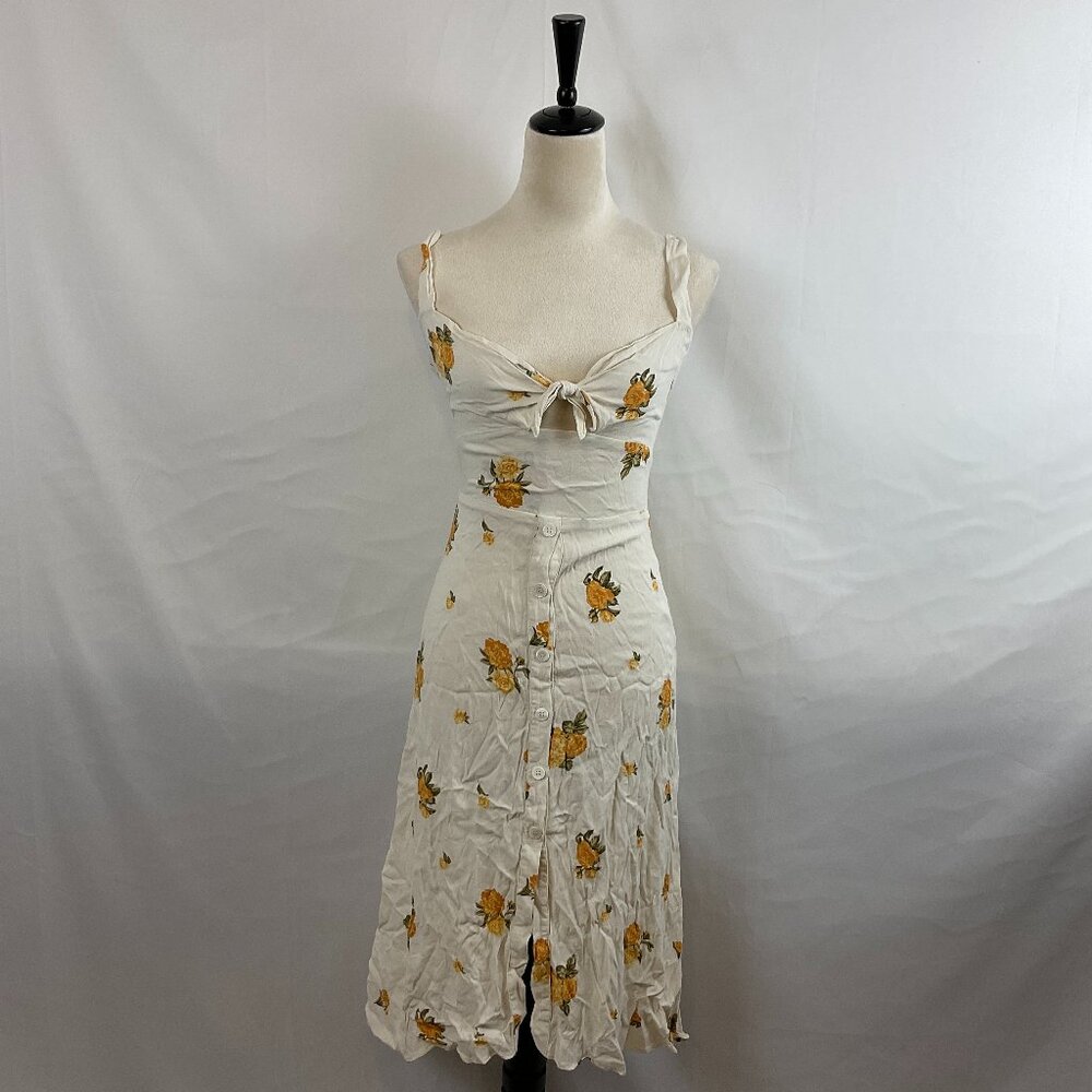 Reformation Cream Sundress with Yellow Floral Print